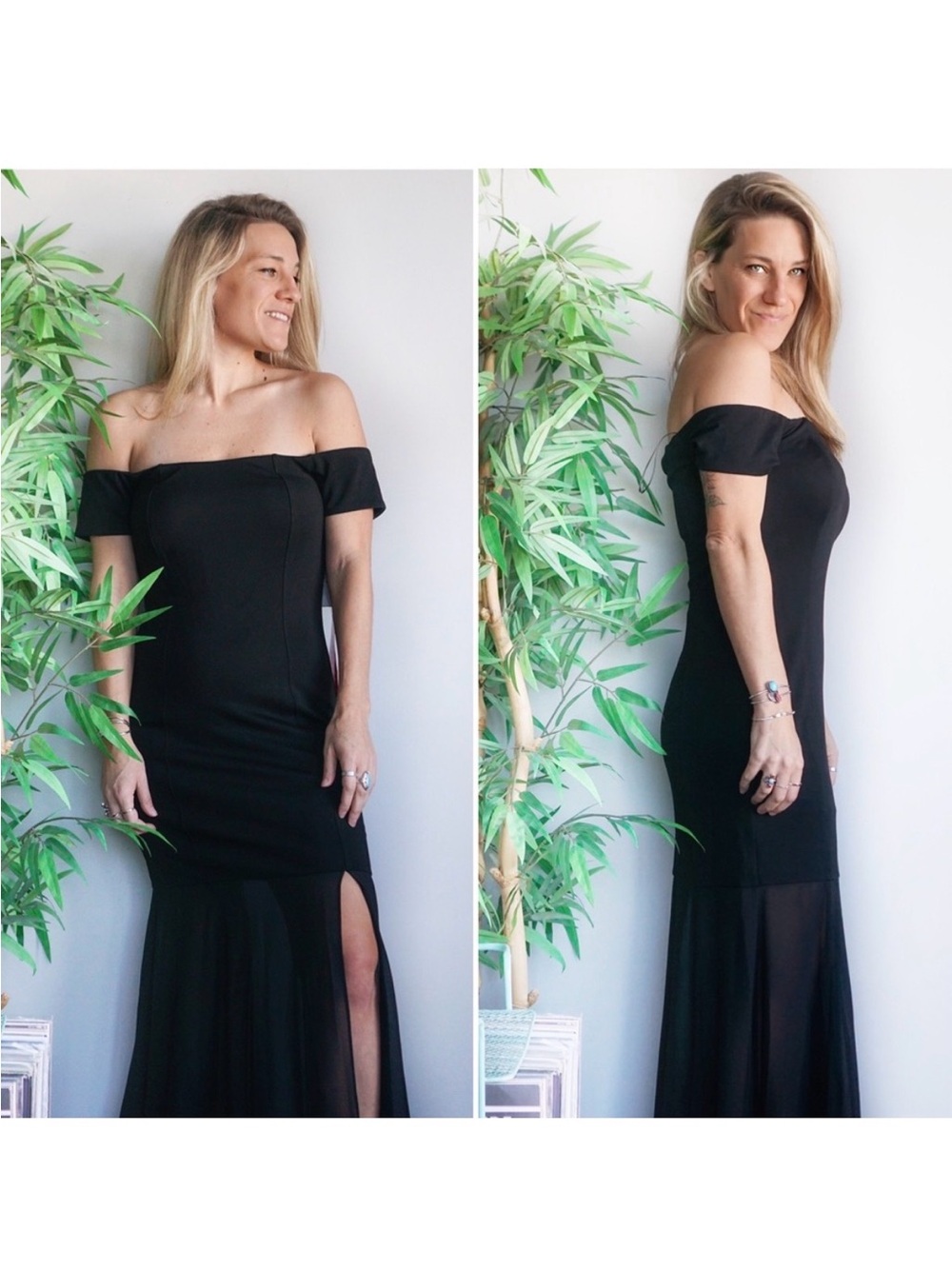H by Halston Mixed Media Cold Shoulder Gown NWT 4